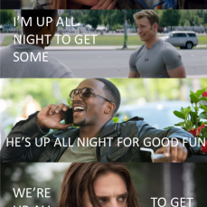 We're up all night to get Bucky - Marvel Memes